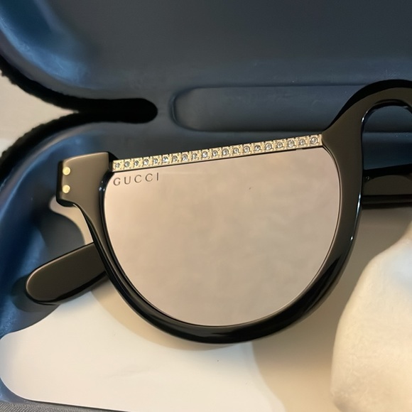 NEW GUCCI GG1368S 001 half SUNGLASSES with rhinestones and case - Picture 8 of 16